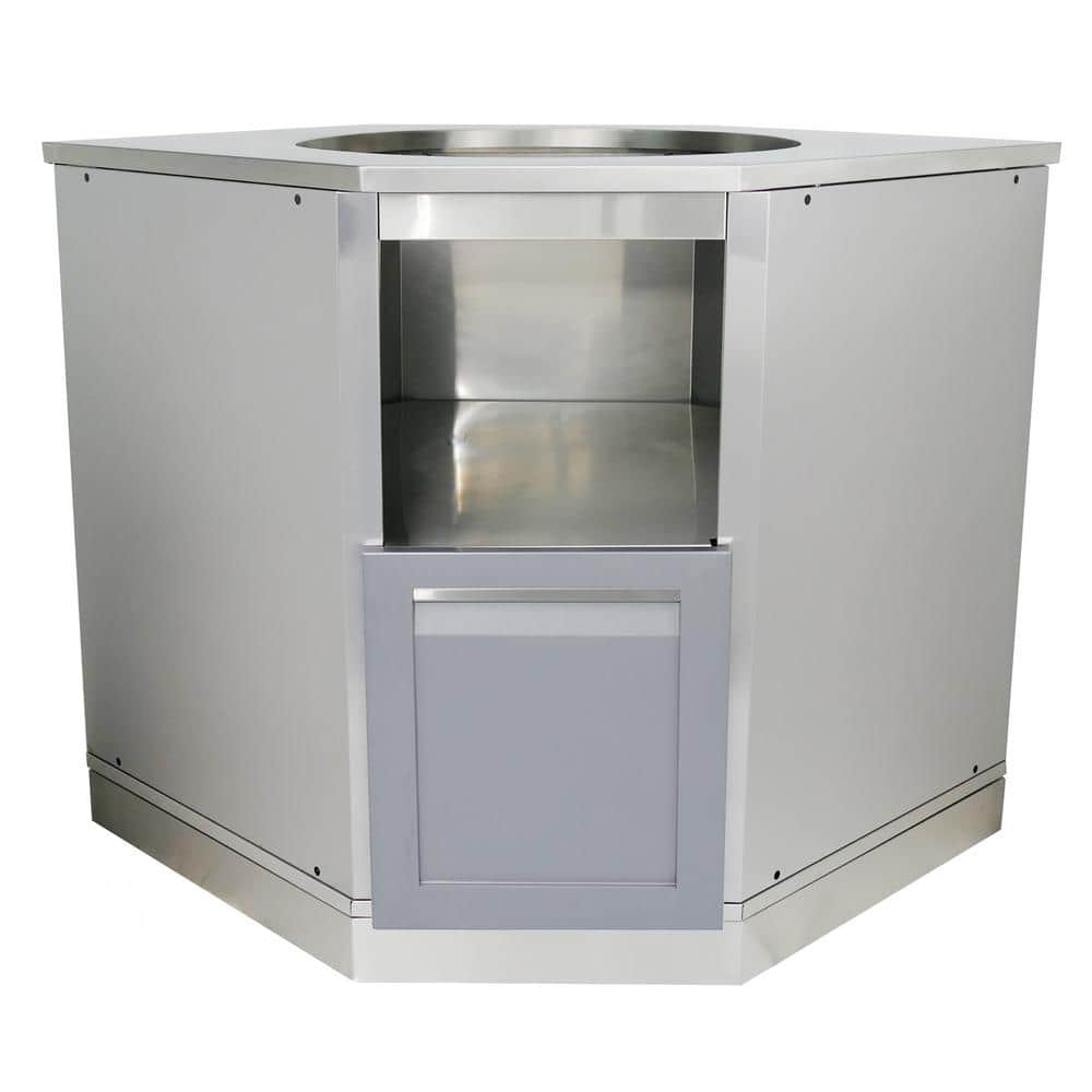 4 Life Outdoor Stainless Steel Insert Kamado Grill 36x34x34 In Outdoor Kitchen Cabinet Base With Powder Coated Door In Gray G40006 The Home Depot