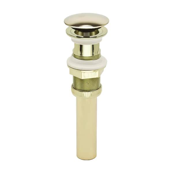 PF WaterWorks DecoDRAIN Push Open/Close Pop-Up Drain, ABS Body w/o Overflow, 2.5" Cap, 1.6-2.2" Sink Hole, Pol. Brass