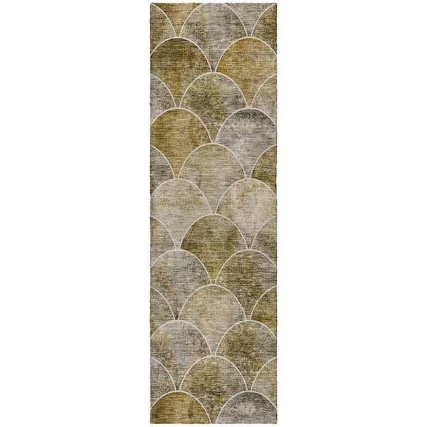 Dream Shag Premium Machine Washable Abstract ADS594 Taupe 2 ft. x 7 ft. Runner Rug