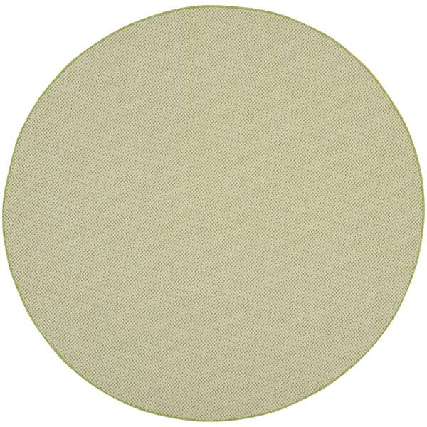 Nourison Courtyard Ivory Green 6 ft. x 6 ft. Round Solid Geometric ...