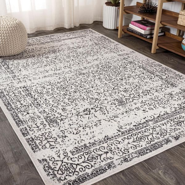 Ferro Filigree Charcoal Black and White Gray/Black 8 ft. x 10 ft. Area Rug