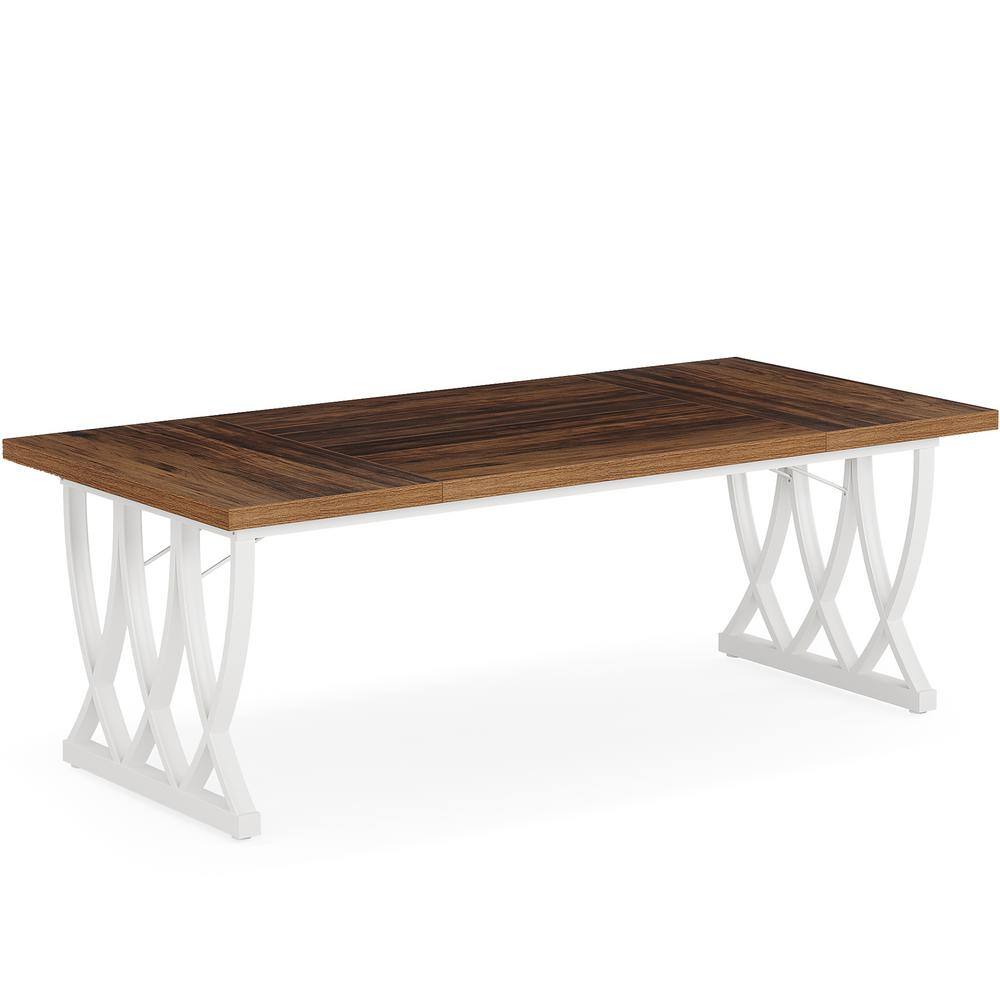 Moronia 70.87 in. White Computer Desk Rectangular Office Desk Gaming Writing Desk PC Table with Heavy Duty Metal Frame