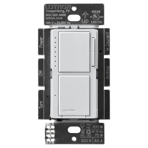 Maestro LED+ Dual Dimmer and Switch, 75-Watt LED Bulbs/2.5 Amp Fans, Single-Pole, Palladium (MACL-L3S25-PD)