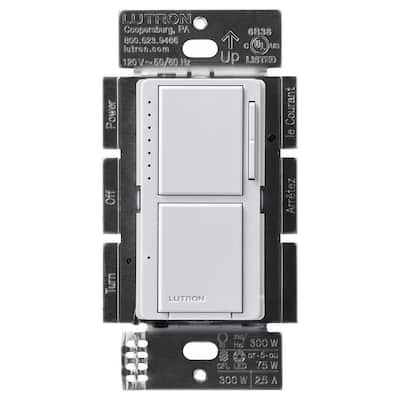 Maestro LED+ Dual Dimmer and Switch, 75-Watt LED Bulbs/2.5 Amp Fans, Single-Pole, Palladium (MACL-L3S25-PD)