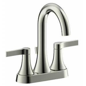 Fontaine Varenne Modern 4 in. Centerset 2-Handle Bathroom Faucet with Drain in Brushed Nickel