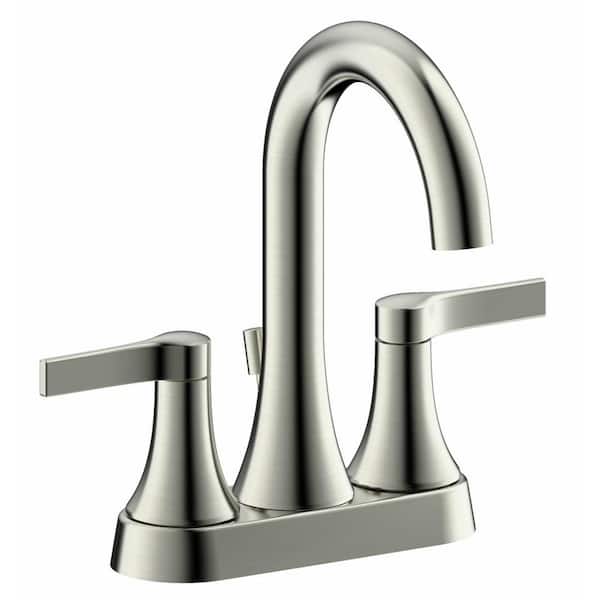 Fontaine by Italia Fontaine Varenne Modern 4 in. Centerset 2-Handle Bathroom Faucet with Drain in Brushed Nickel