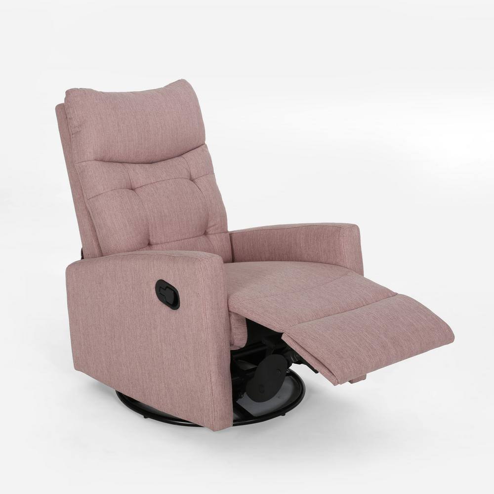 Handcrafted Light Pink Fabric Swivel Glider Recliner