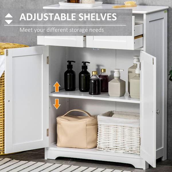 kleankin Gray Bathroom Storage Cabinet Freestanding Bathroom Storage  Organizer with Drawer and Adjustable Shelf 834-411GY - The Home Depot