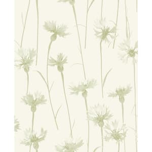 Dalia Green Cornflower Matte Non-Pasted Peelable Paper Wallpaper