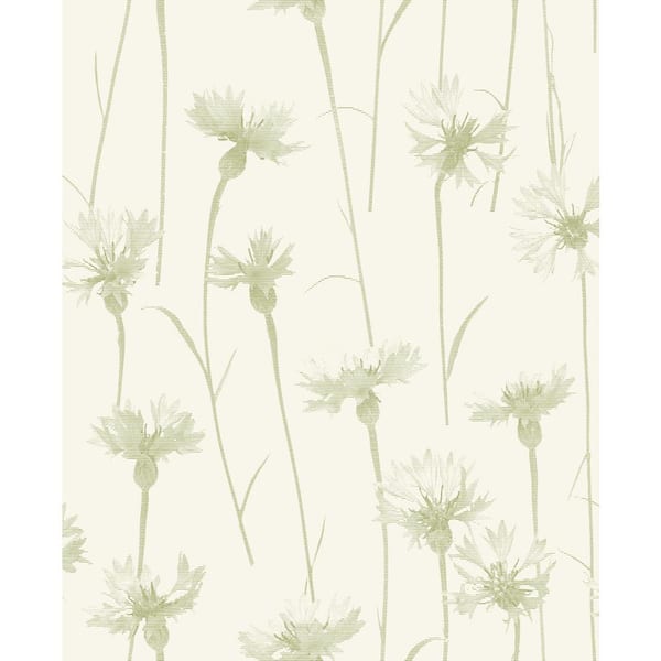Fine Decor Dalia Green Cornflower Matte Non-Pasted Peelable Paper Wallpaper