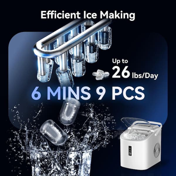 ICEです SIMZLIFE 9.6 in. 26 lb. /24H Bullet Ice Countertop Portable Ice