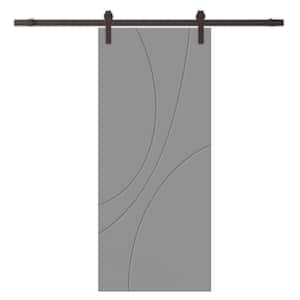 42 in. x 96 in. Light Gray Stained Composite MDF Paneled Interior Sliding Barn Door with Hardware Kit