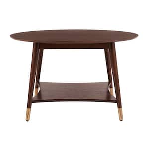 Ramsey 32 in. Sable Brown Wood Round Coffee Table with Brass Leg Caps