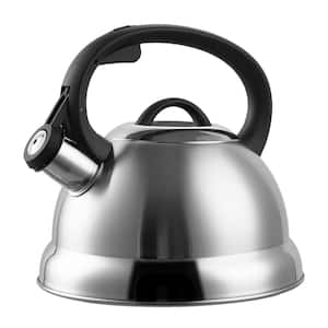 9 Cups Satin Finish Stainless Steel Whistling Tea Kettle Teapot with Ergonomic Cool Touch Handle