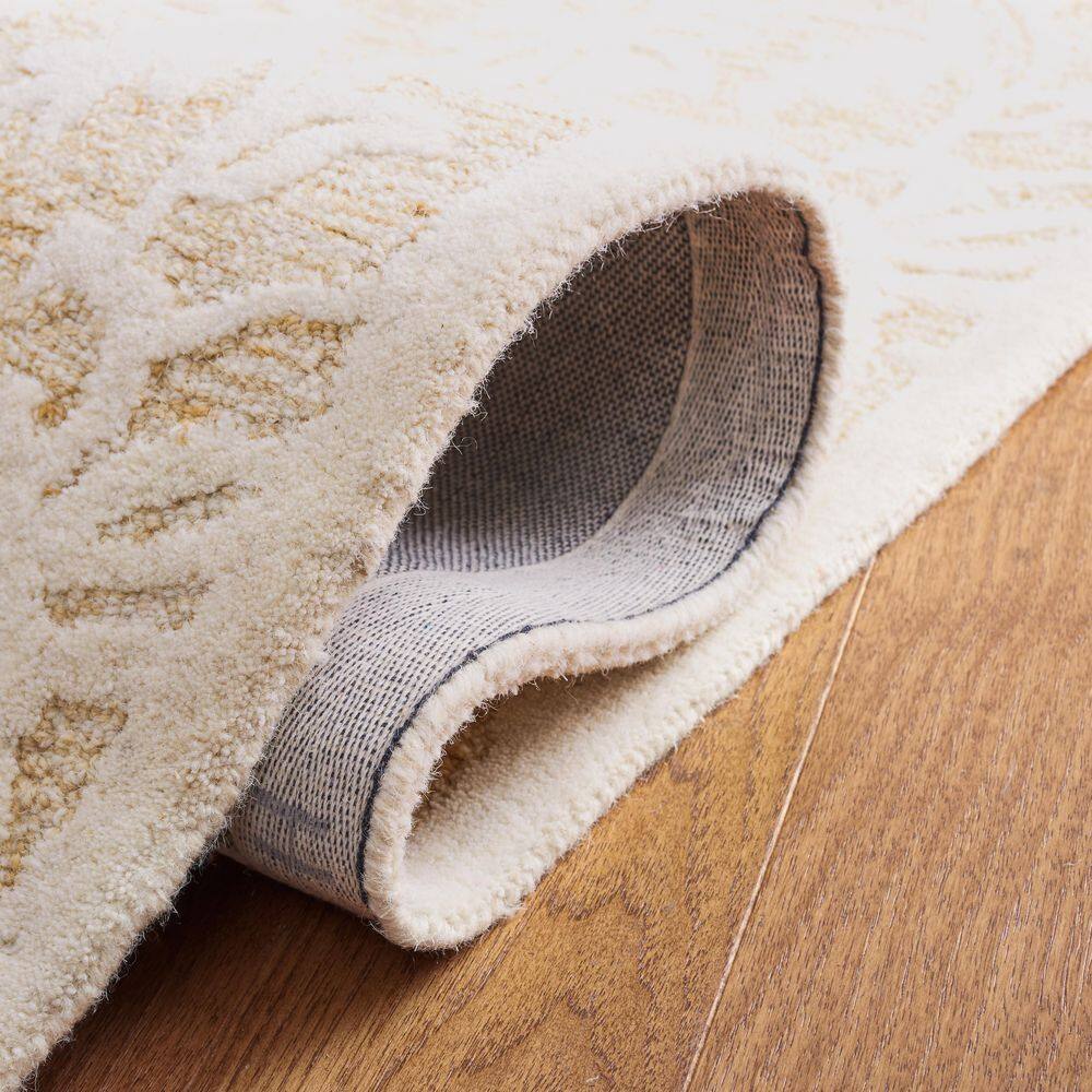 Handmade Ivory Floral Tufted Wool Area Rug 8' x 10'