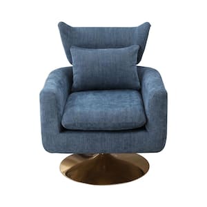 Blue Linen Modern 360° Swivel Accent Chair