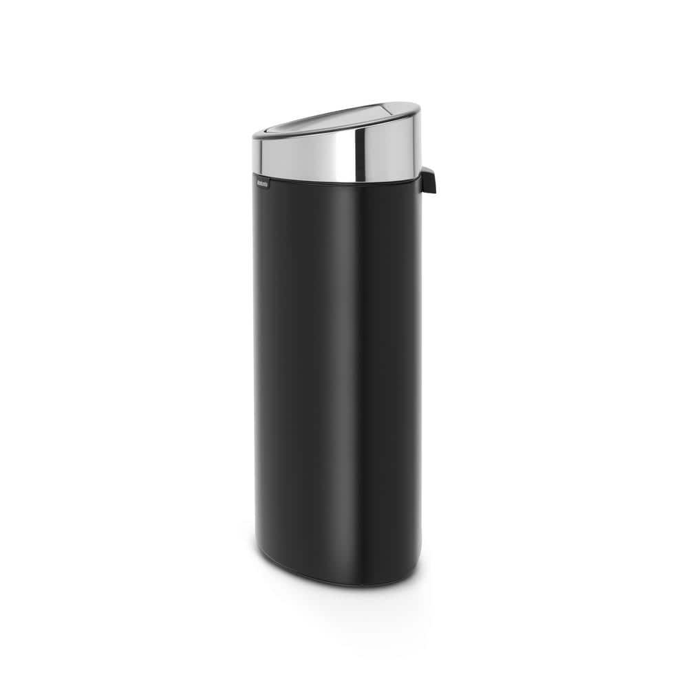Matte Black and Stainless Steel 10.6 Gallon Touch Bar Trash Can