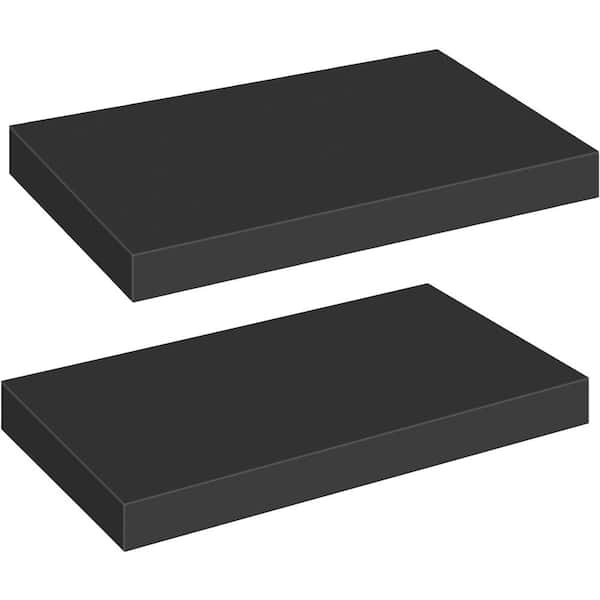 Cubilan 15.7 in. W x 7.9 in. D Black Decorative Wall Shelf, Set of 2
