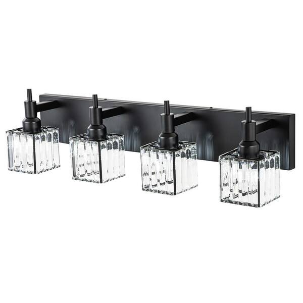 Edislive Orillia In Light Modern Black Bathroom Vanity Light With Crystal Shades