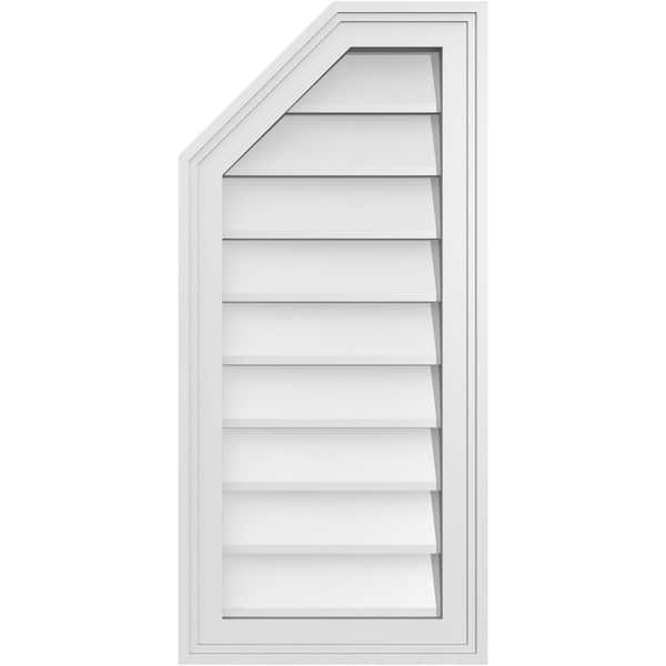 Ekena Millwork 14 in. x 30 in. Octagonal Surface Mount PVC Gable Vent: Decorative with Brickmould Frame
