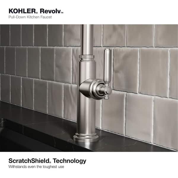 KOHLER Revolv Single Handle Pull Down Sprayer Kitchen Faucet in Vibrant Stainless