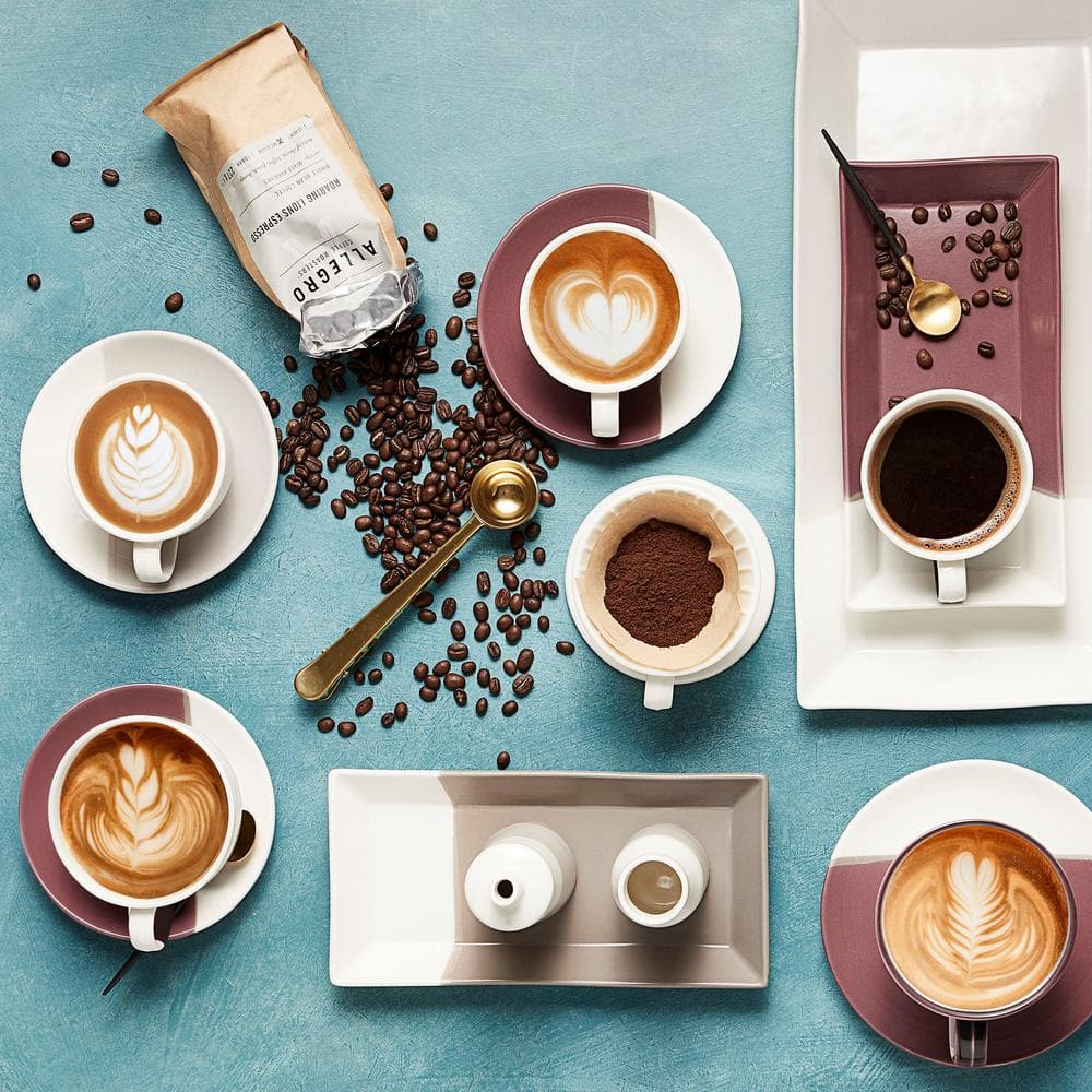 Mixed Colors Ceramic Espresso Cups and Saucers Set, 4 Count