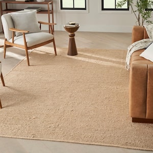 Natural Jute Bleached 8 ft. x 10 ft. Solid Contemporary Area Rug