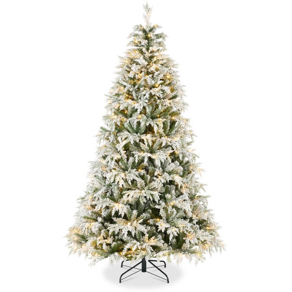 6 ft. Pre-Lit Flocked Slim Cedar Artificial Christmas Tree with Twinkling LED Lights price history on PriceWatchPro