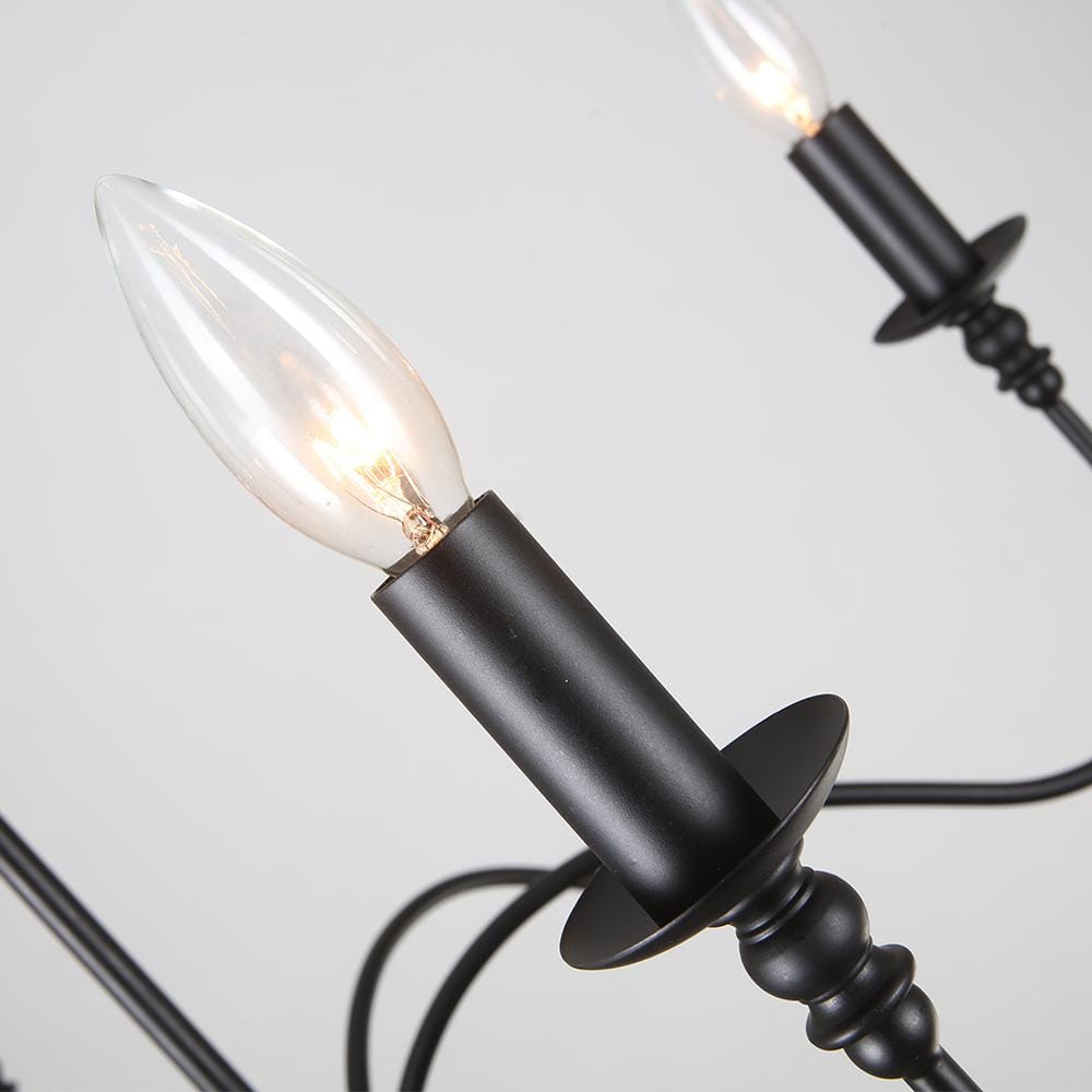 Black Iron 6-Light Adjustable Candle Chandelier