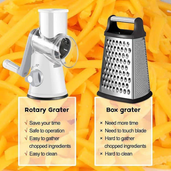 Lynzavix Rotary Cheese Grater White Kitchen Mandolin Slicer