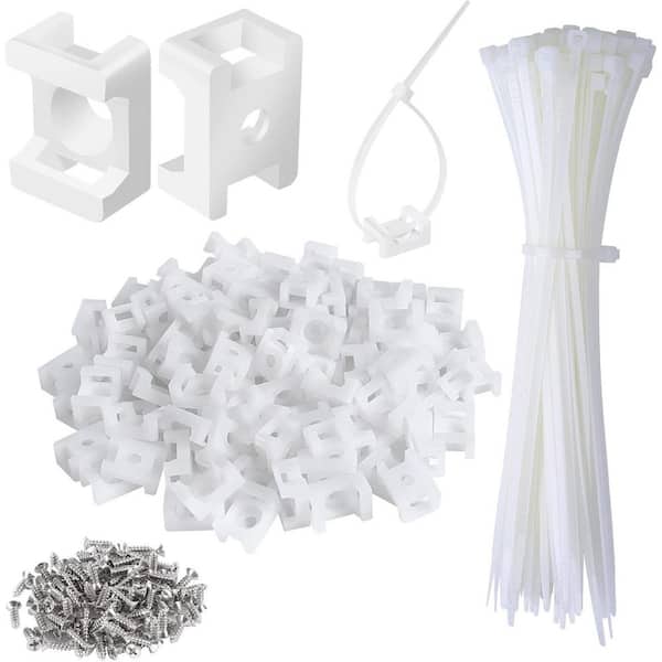 8 in. Cable Zip Tie Saddle Type Mount 0.9 in. Base Anchor Wire Cable Clips Organizer Holders Clamps White (100-Pack)