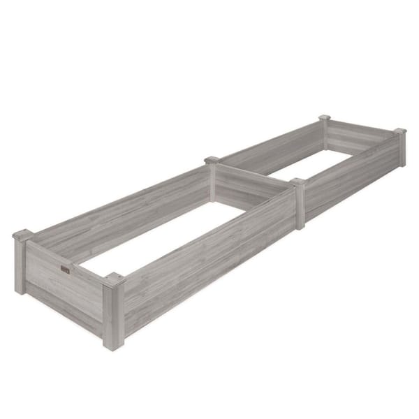 Unbranded 96 in. L x 24 in. W x 10 in. H Gray Wood Raised Garden Bed
