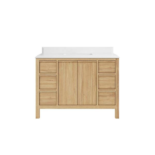 Willow Collections Elizabeth 48 in. W x 22 in. D x 36 in. H Bath Vanity in Natural with Cove Edge White Quartz Top