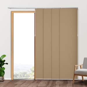 Skyrise Cut-to-Size Tan Light Filtering Adjustable Sliding Panel Track Blind with 23 in. Slats Up to 86 in. W x 96 in. L