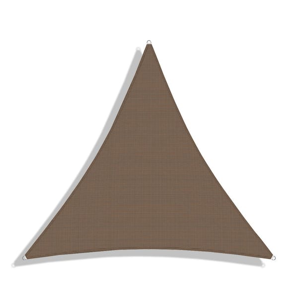 24 ft. x 24 ft. Brown Triangle Sun Shade Sail with A Ring Steel Wire Equilateral Triangle Canopy Cover UV Blockage