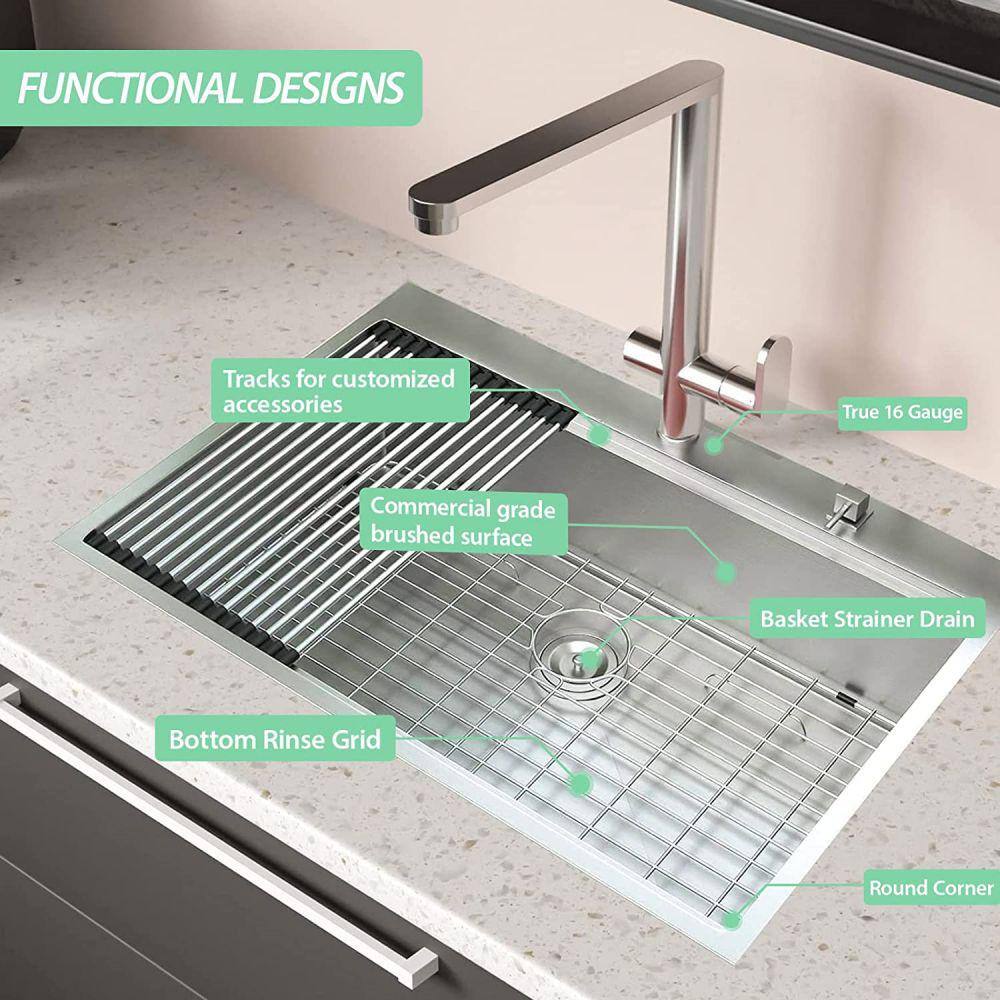 30 Inch Brushed Nickel Stainless Steel Single Bowl Kitchen Sink