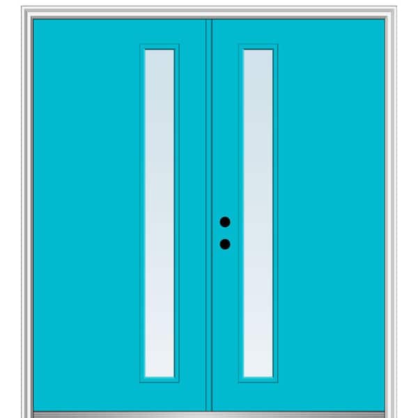MMI Door 72 in. x 80 in. Viola Right-Hand Inswing 1-Lite Clear Low-E Painted Fiberglass Smooth Prehung Front Door