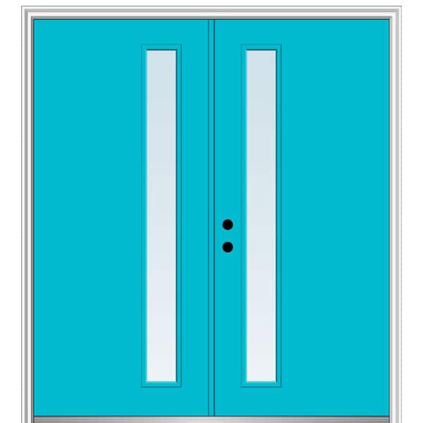 MMI Door 64 in. x 80 in. Viola Right-Hand Inswing 1-Lite Clear Low-E Painted Fiberglass Smooth Prehung Front Door