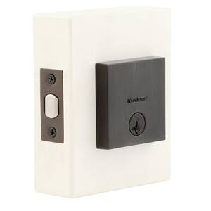 258 Downtown Venetian Bronze Square Single-Cylinder Low Profile Deadbolt Featuring SmartKey Security
