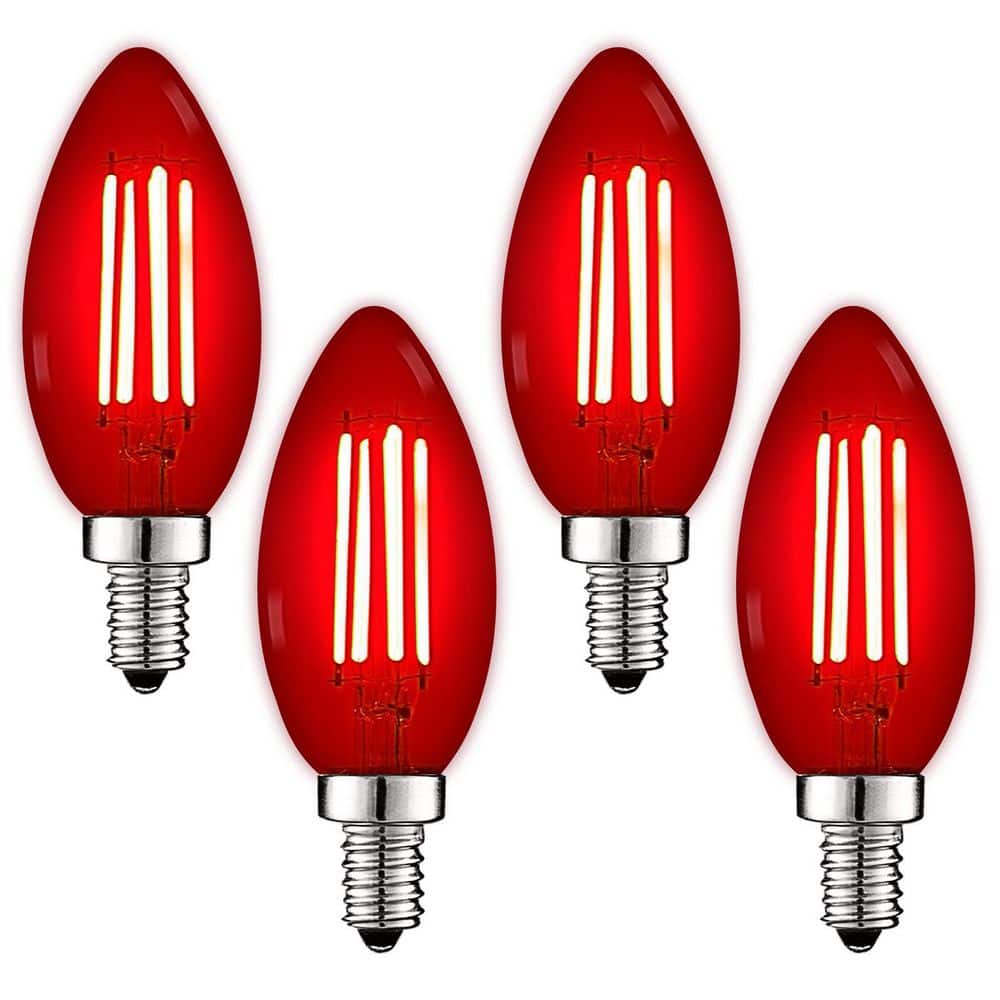40-Watt Equivalent LED Red Light Bulbs, 4.5-Watt, Colored Glass Candelabra Bulb, UL Listed, E12 Base (4-Pack) price history on PriceWatchPro