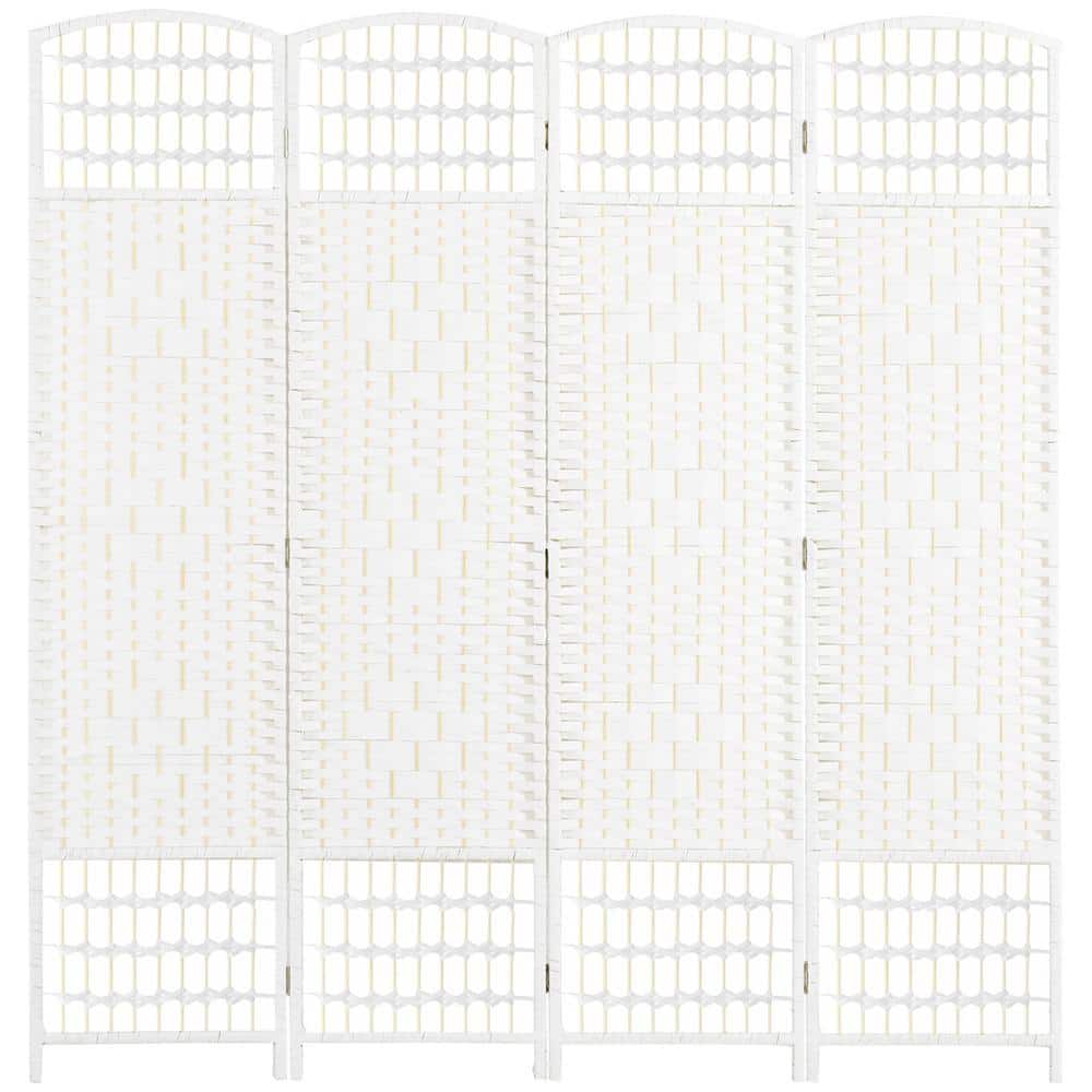 4-Panel Room Divider, 5.6 ft. Tall Folding Privacy Screen, Wave Fiber Freestanding Partition Wall Divider, White -  HOMCOM, 830-701V00WT