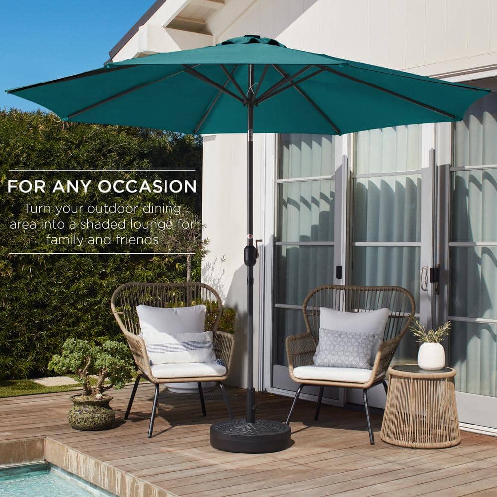 Cerulean Hexagon Outdoor Steel Crank Patio Umbrella