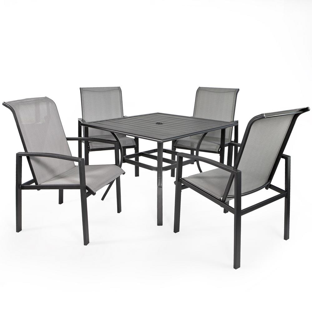 Vienna Gray 5-Piece Outdoor Patio Dining Set with Mesh Chairs
