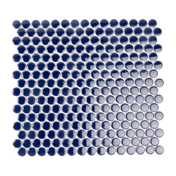 Apollo Tile Cirkel 4 in. x 5 in. Glossy Blue Porcelain Mosaic Wall and Floor Sample Tile (0.14 sq. ft./Case) (1-Pack)