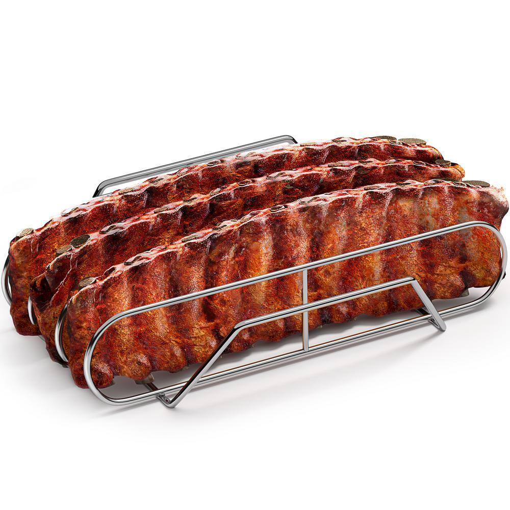 Non-Stick Rib Rack XL - Porcelain Coated Steel Roasting Stand - Holds 3 Ful