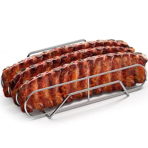 Non-Stick Rib Rack XL - Porcelain Coated Steel Roasting Stand - Holds 3 Full Rib Racks for Grilling & Barbecuing