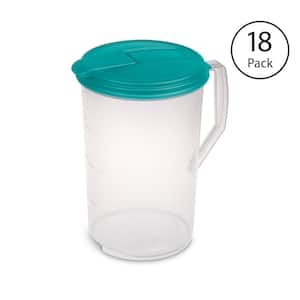 1-Gallon Round Plastic Pitcher and Spout, Clear with Color Lid Drawer Organizer (18-Pack)