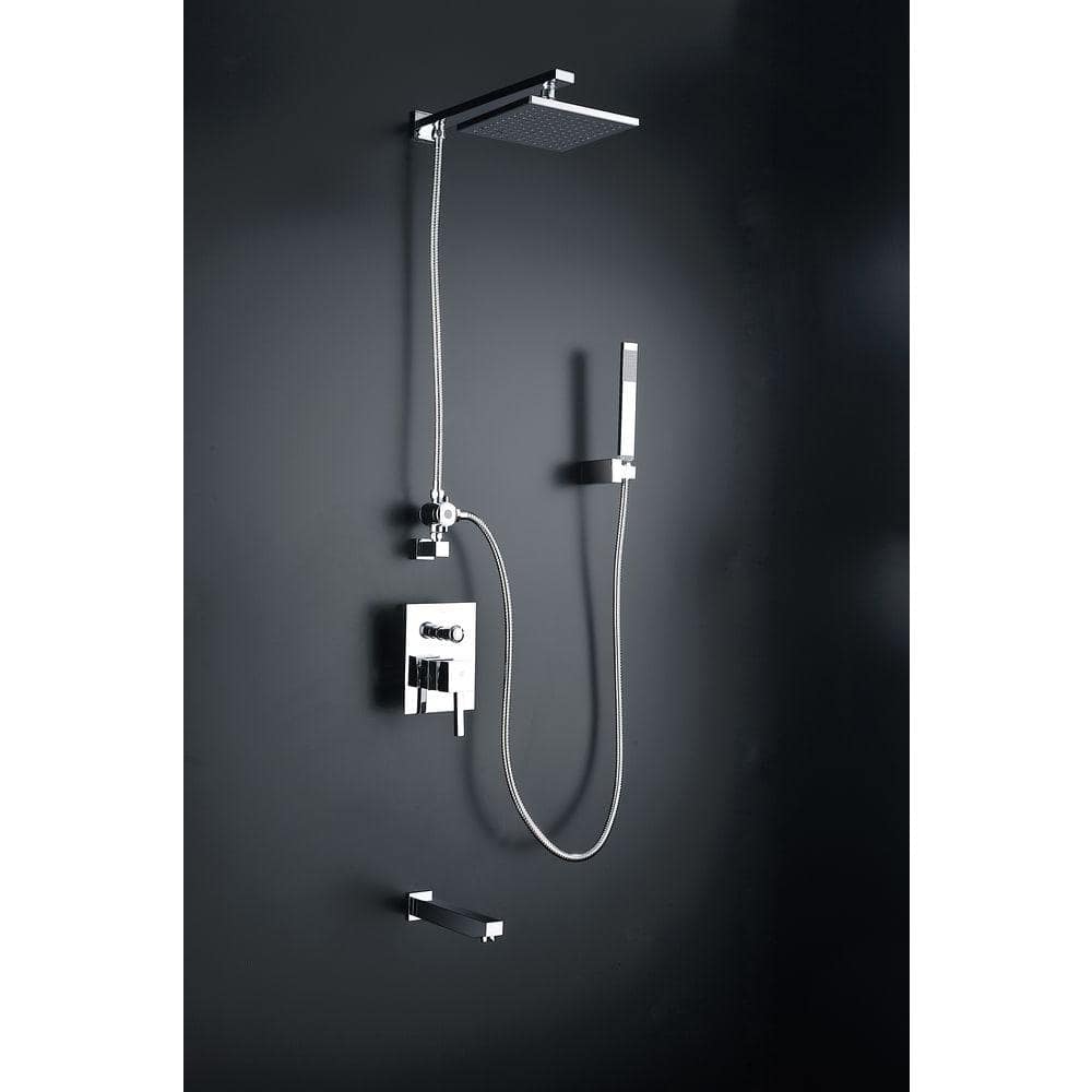 Polished Chrome Wall Mounted Rain Shower Faucet Set