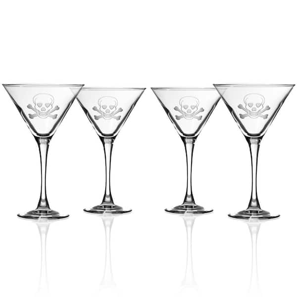 Rolf Glass Skull and Cross Bones 10 fl. oz. Clear Martini Glasses (Set of 4)