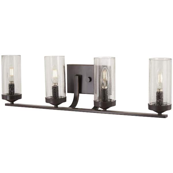 Minka Lavery Elyton 4-Light Downtown Bronze with Gold Highlights Bath Light with Clear Seedy Glass
